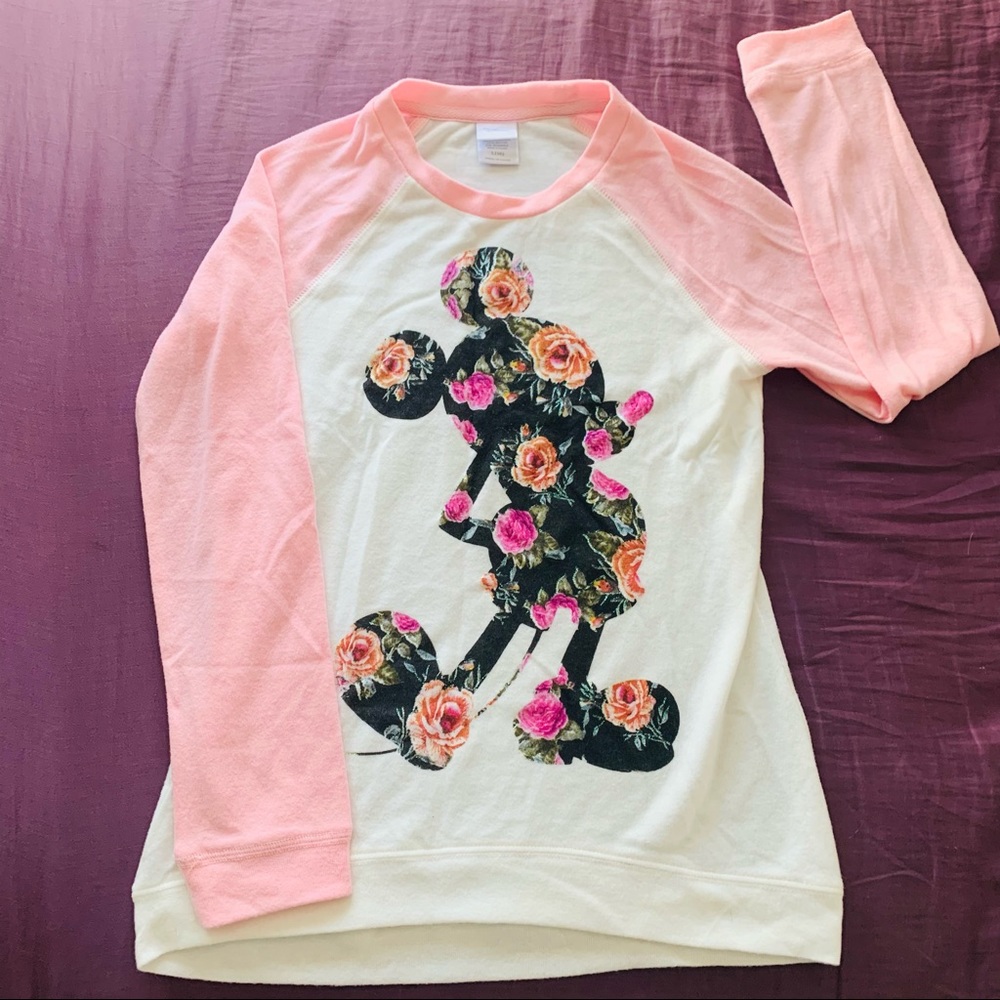 Floral Mickey Long Sleeve Top